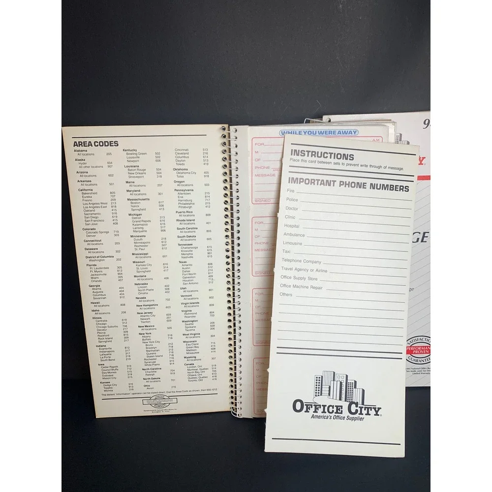 Vintage Office City 94003 Phone Message Book 2-Part Carbonless Retro 90s Spiral